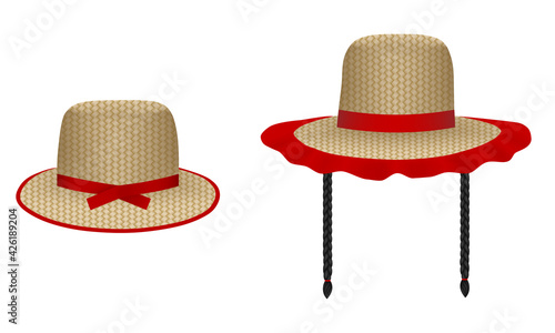 set of isolated festa junina hats. june brazilian festival elements