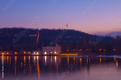 Tramway along the river bank of Prague