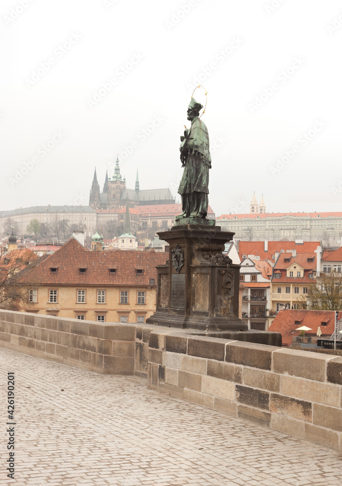 John of Nepomuk on Charles bridge in Prague Czech Republic John of Nepomuk on Charles bridge in Prague Czech Republic