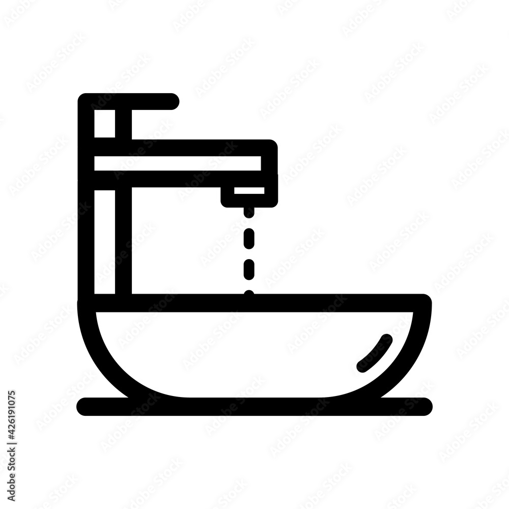 sink outline symbol isolated on white background sink outline symbol isolated on white background