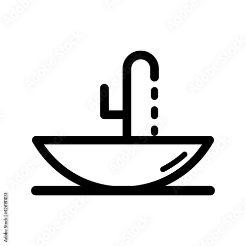 sink outline symbol isolated on white background