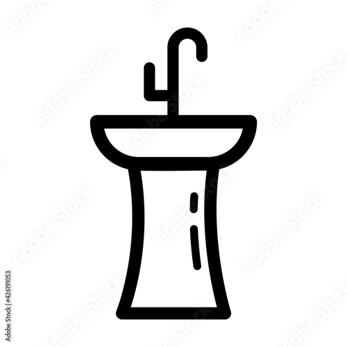 sink outline symbol isolated on white background