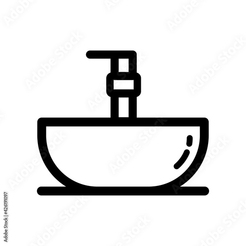 sink outline symbol isolated on white background