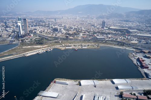 Aerial panoramic view of Izmir city  Turkey.