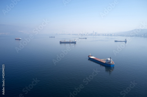 Empty container cargo ships in the sea. © DenisProduction.com