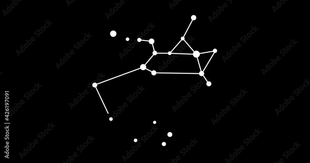 Sagittarius constellation. Stars in the night sky. Constellation in line art style in black and white. Cluster of stars and galaxies. Horizontal composition, 4k video quality Sagittarius constellation. Stars in the night sky. Constellation in line art style in black and white. Cluster of stars and galaxies. Horizontal composition, 4k video quality