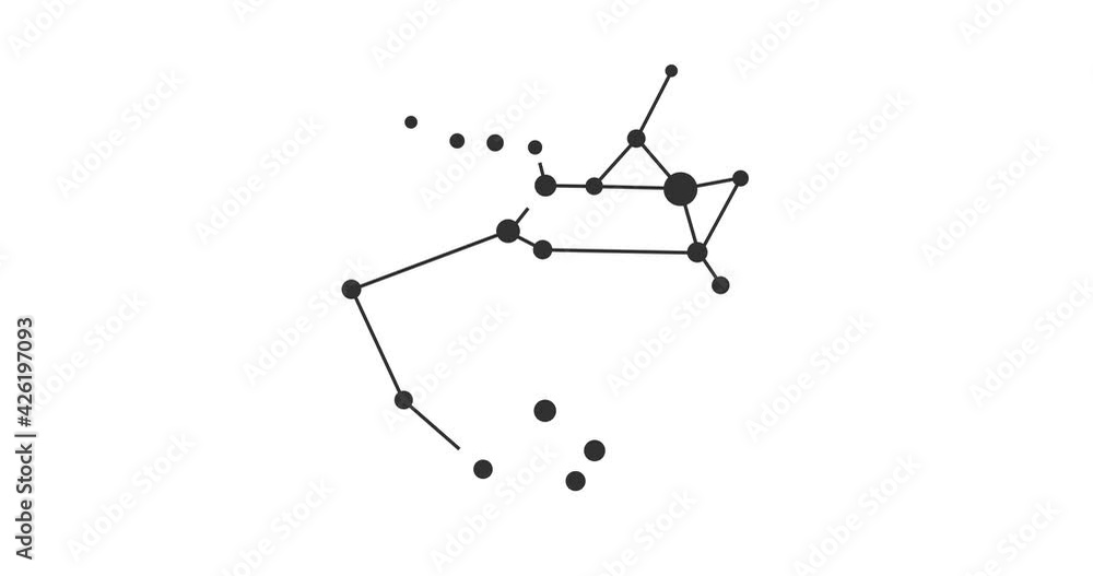 Sagittarius constellation. Stars in the night sky. Constellation in line art style in black and white. Cluster of stars and galaxies. Horizontal composition, 4k video quality Sagittarius constellation. Stars in the night sky. Constellation in line art style in black and white. Cluster of stars and galaxies. Horizontal composition, 4k video quality