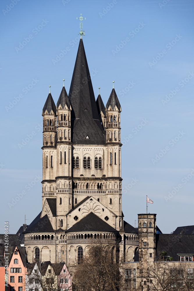 the medieval roman basilica great st martin in cologne old town