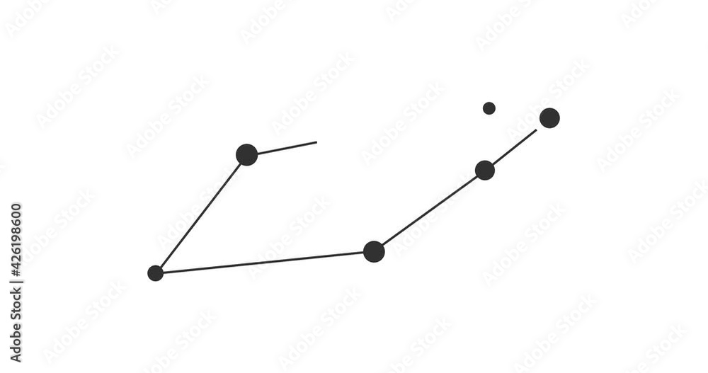 Telescopium constellation. Stars in the night sky. Constellation in line art style in black and white. Cluster of stars and galaxies. Horizontal composition, 4k video quality Telescopium constellation. Stars in the night sky. Constellation in line art style in black and white. Cluster of stars and galaxies. Horizontal composition, 4k video quality