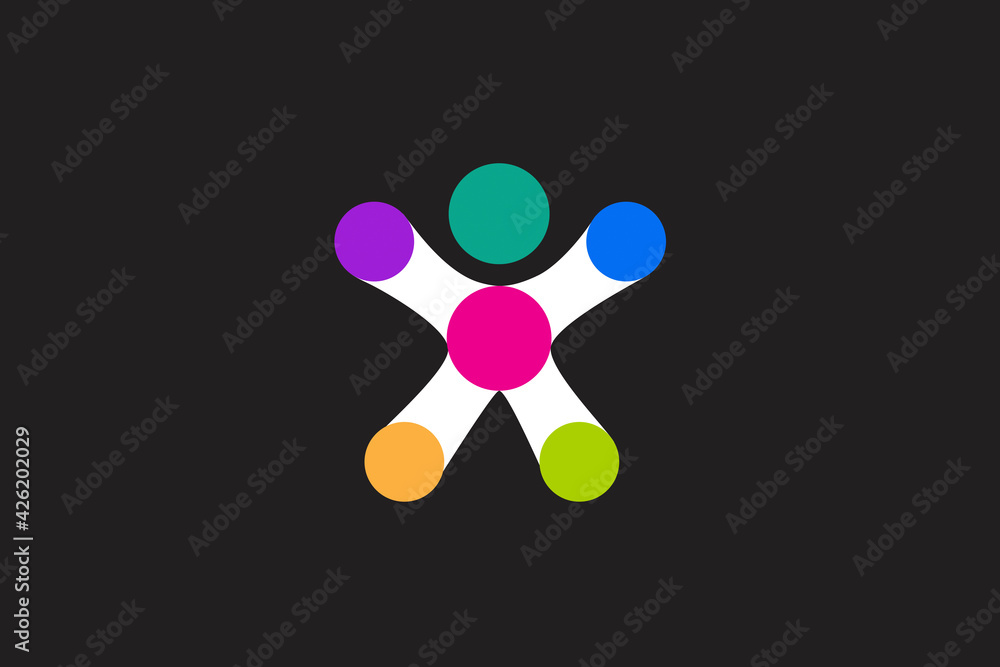 People logo technology symbol vector image graphic illustration template on black background People logo technology symbol vector image graphic illustration template on black background