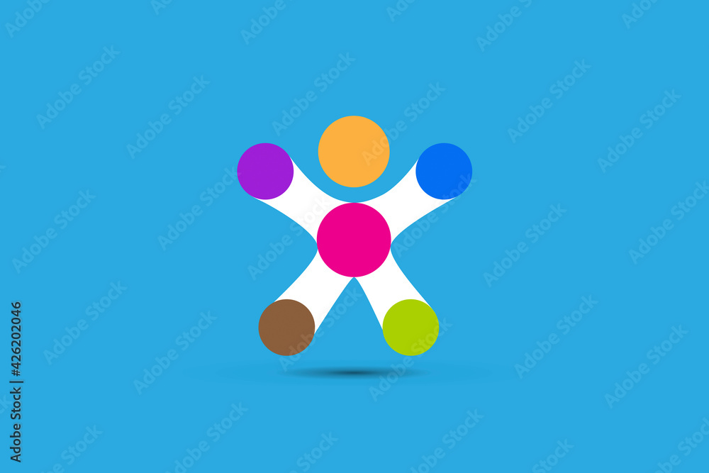 People logo technology symbol vector image graphic illustration template on blue background People logo technology symbol vector image graphic illustration template on blue background