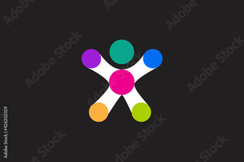 People logo technology symbol vector image graphic illustration template on black background
