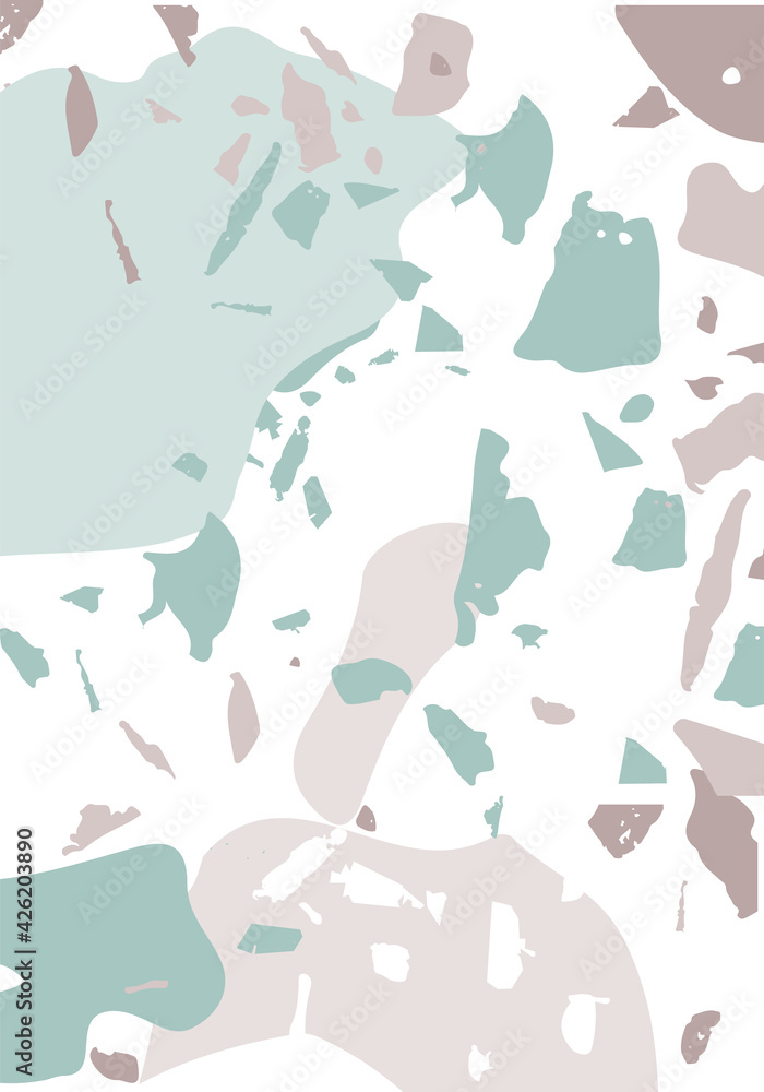 Terrazzo modern abstract template. Pink and grey