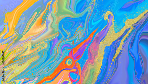 Abstract multi-colored liquid background with texture.
