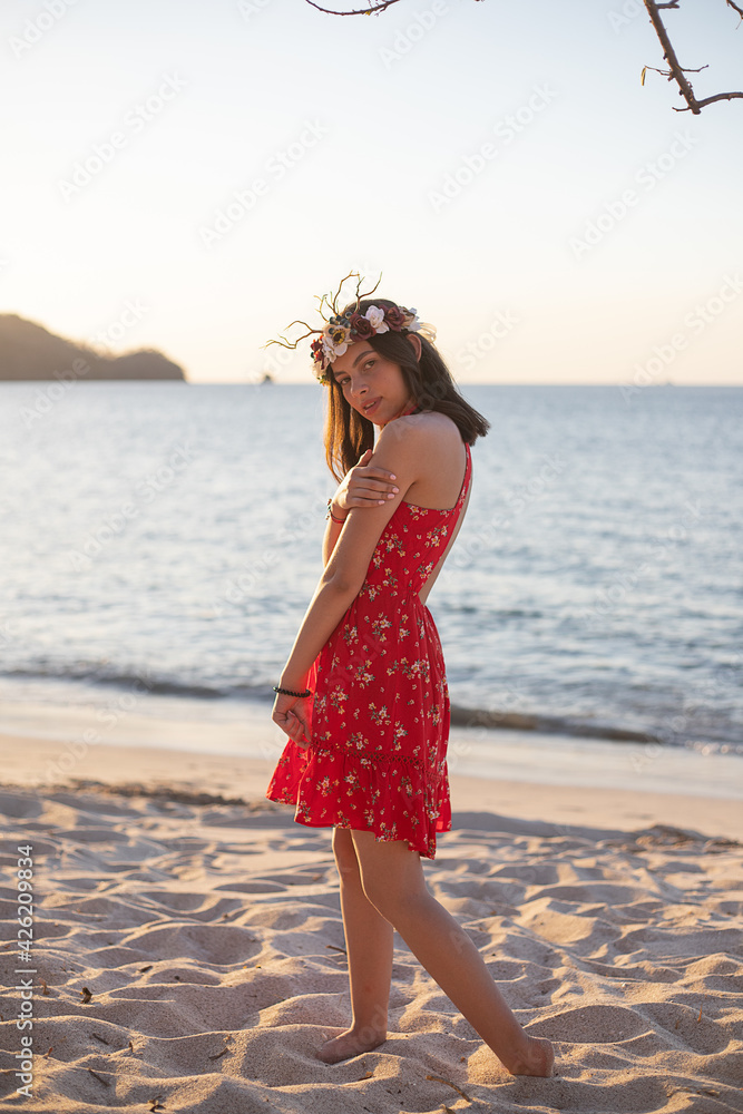 teenage girl posing on the beach teenage girl posing on the beach
