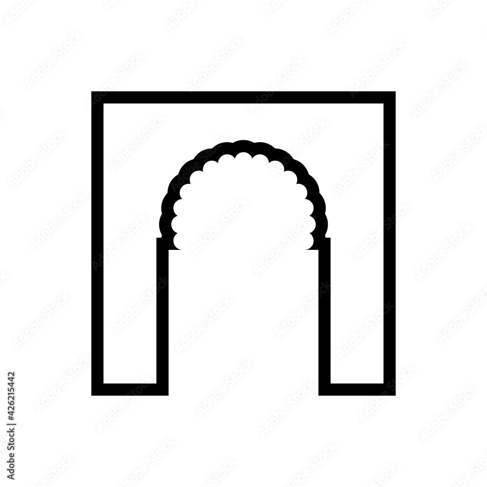 Fototapeta premium Mosque Door Line - Vector Flat Design Illustration : Suitable for Islamic Theme and Other Graphic Related Assets.