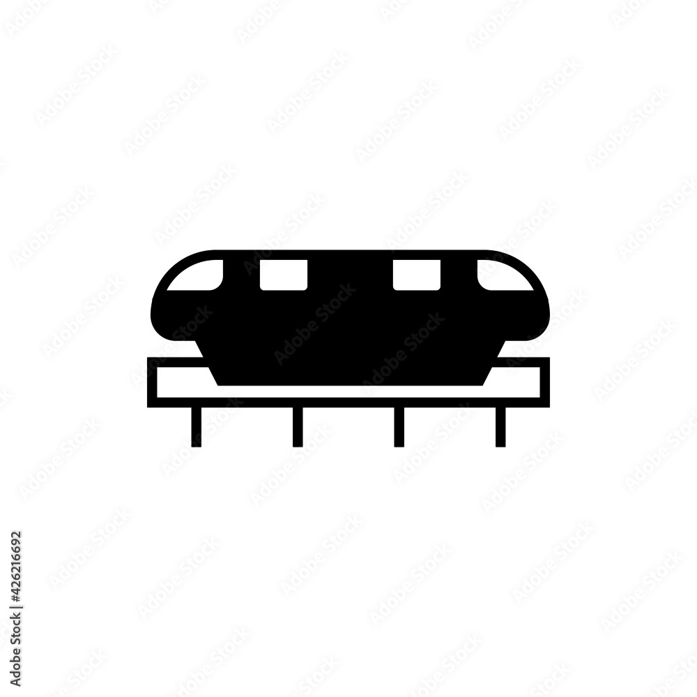 monorail train icon in solid black flat shape glyph icon, isolated on white background monorail train icon in solid black flat shape glyph icon, isolated on white background