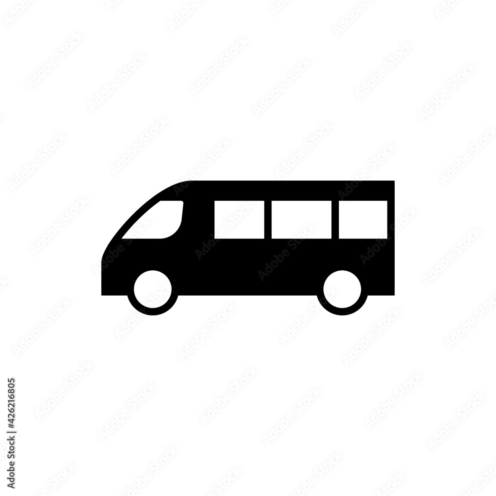 minibus icon, minivan symbol in solid black flat shape glyph icon, isolated on white background minibus icon, minivan symbol in solid black flat shape glyph icon, isolated on white background
