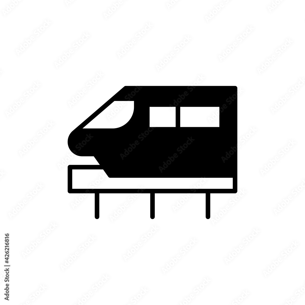 monorail train icon in solid black flat shape glyph icon, isolated on white background monorail train icon in solid black flat shape glyph icon, isolated on white background