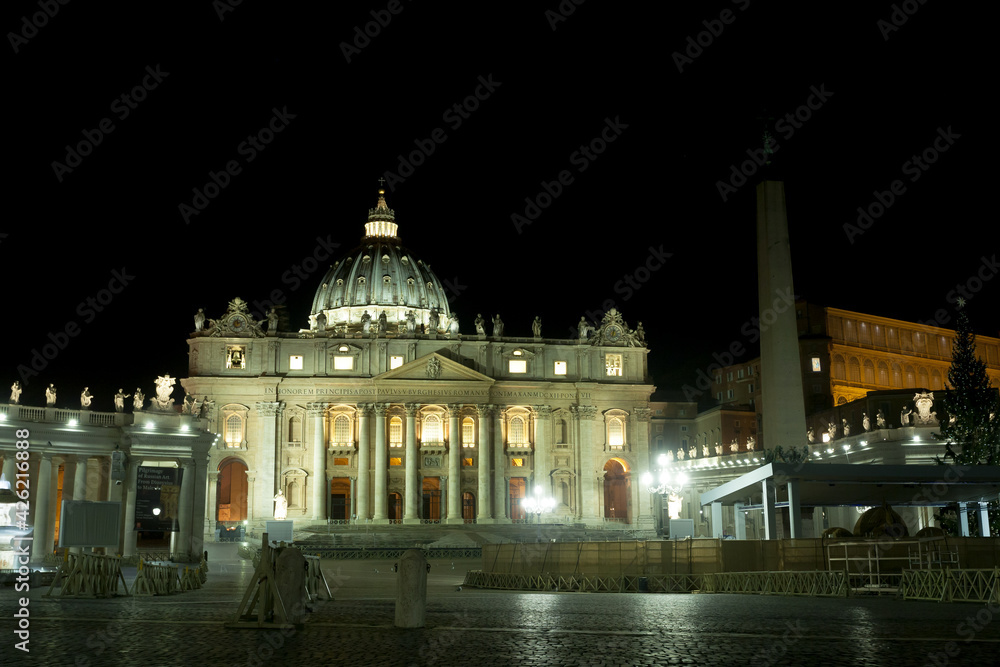 Piazza San Pietro night scene, Vatican city, Rome