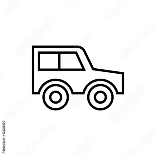 offroad car icon in flat black line style, isolated on white background
