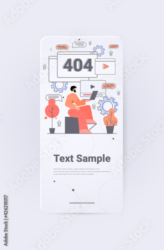 businessman repairing site with problem not working error lost not found 404 sign concept vertical
