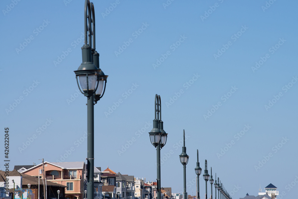 street lanterns on background blue sky retro street lanterns on background blue sky retro