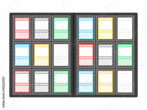 カードバインダーに入ったトレーディングカードのイラスト