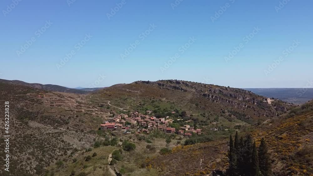 Beautiful landscape filmed with mini drone flying around a medieval village in Spain close to Madrid Beautiful landscape filmed with mini drone flying around a medieval village in Spain close to Madrid