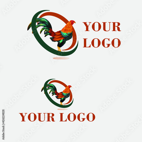 diseño de logo con ilustración de gallo 