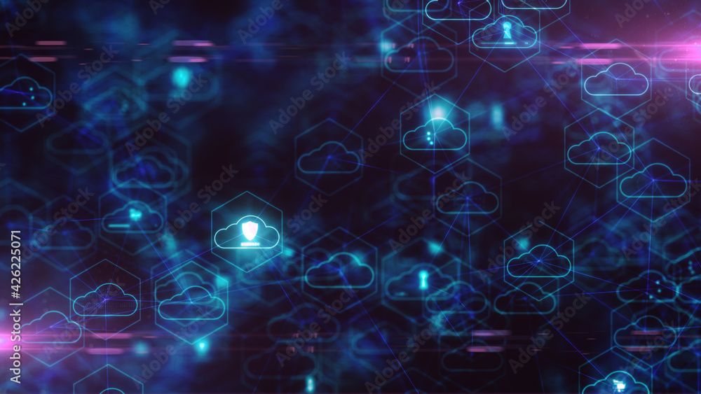 Obraz premium Cloud computing artificial intelligence AI information technology of internet of things IOT and big data - 3D Illustration Rendering