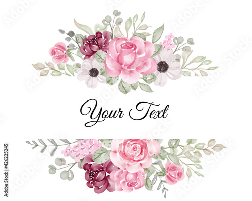 Beautiful floral frame with elegant flower with leaves