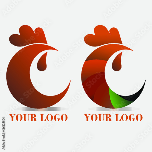 logo abstracto de la letra c en forma de gallo