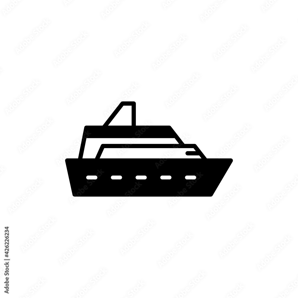 cruise boat icon. yacht symbol in solid black flat shape glyph icon, isolated on white background cruise boat icon. yacht symbol in solid black flat shape glyph icon, isolated on white background