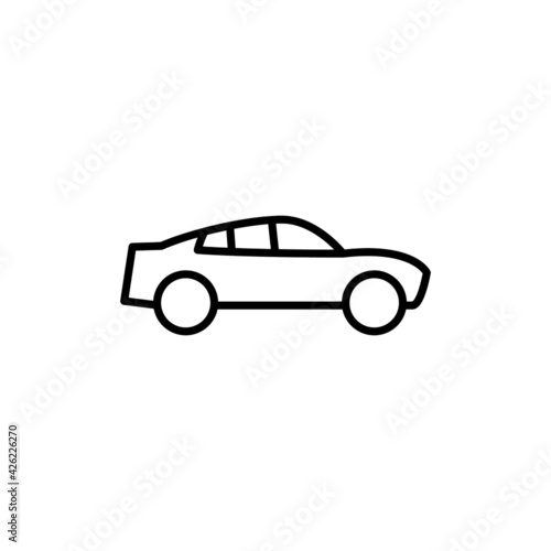 sedan icon  Auto  automobile  car  vehicle symbol in flat black line style  isolated on white background
