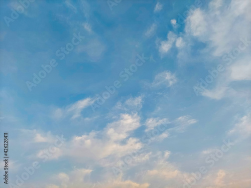 The sky with thin clouds in the evening.