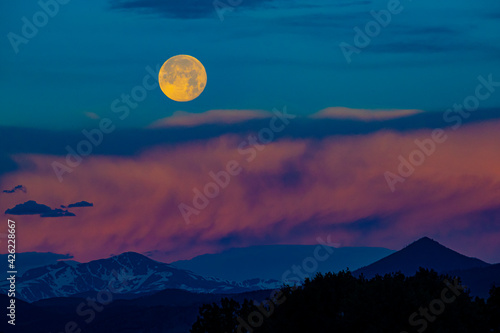 Full Moon over Colorado Rockies