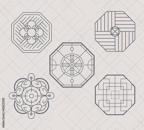 chinese hexagons icons