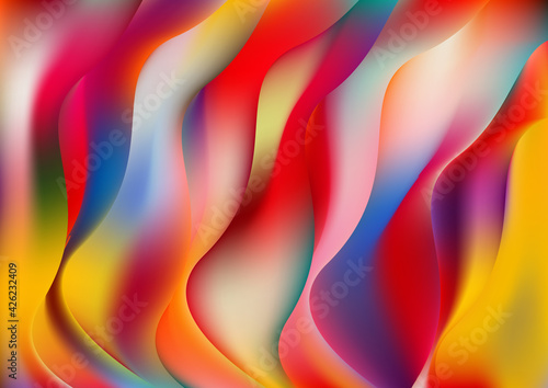 Abstract Red Yellow and Blue Wave Background Template Vector Image