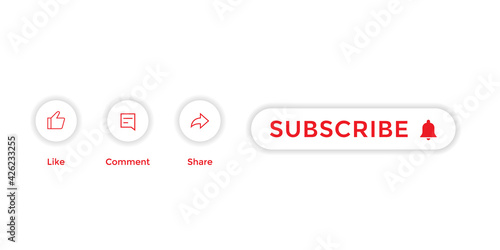 Like, Comment, Share, Subscribe. Channel Subscription Icons in Flat Design Style