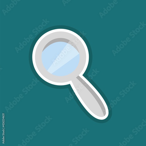 Magnifying glass isolated icon. Concept of searching, detecting and analyzing. vector illustration in flat design on green background