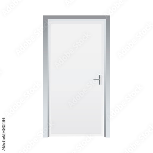 Classic closed door white. Interior concept. Stock image. Vector illustration. EPS 10.