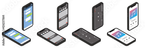 Isometric mobile phones and apps アイソメトリック　スマホとアプリ