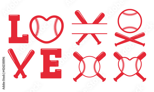 Vector sports monogram. Baseball ball text box Leave a place for the team name text.