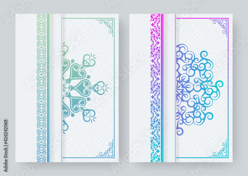 Set of mandala cover in gradient color