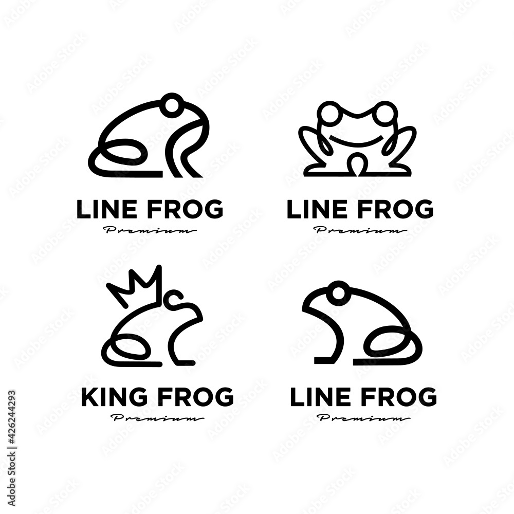 set collection simple frog line vector logo illustration design set collection simple frog line vector logo illustration design