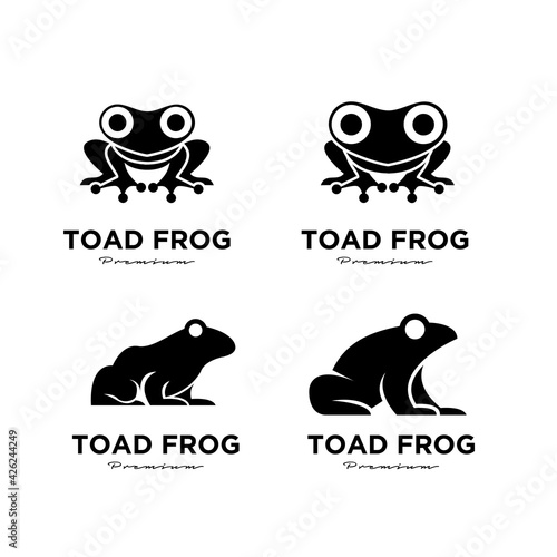 simple SET COLLECTION toad frog vector illustration logo concept