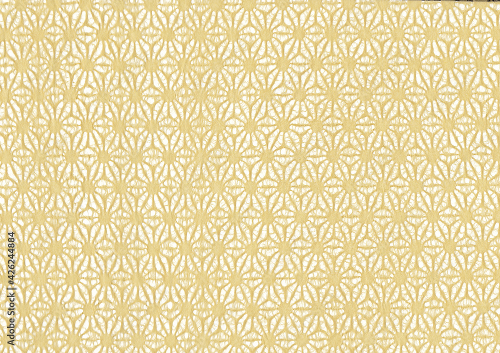 Yellow beige Japanese paper flower design texture background