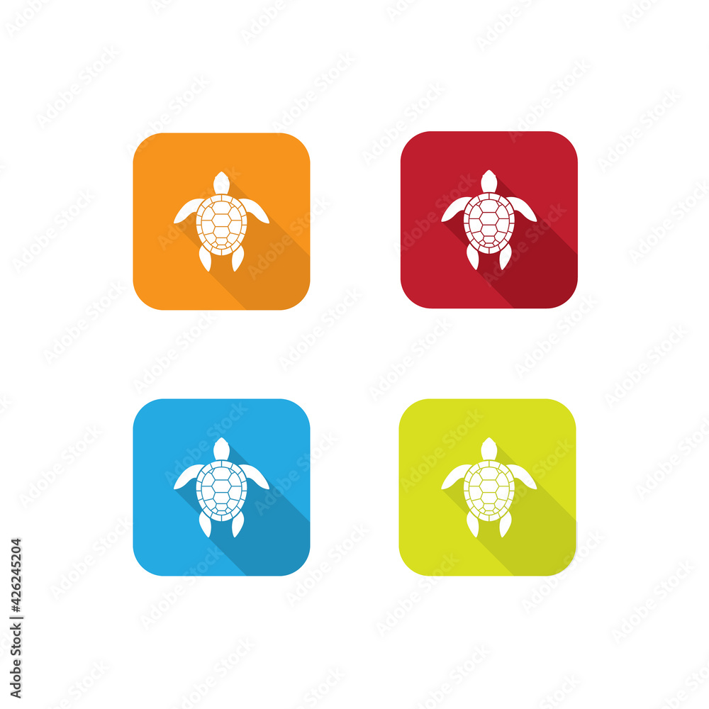 Colorful Sea Turtle Icons With Long Shadow Colorful Sea Turtle Icons With Long Shadow