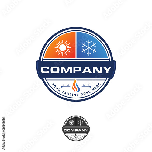 Hvac logo vector design, heating and cooling hvac emblm badge